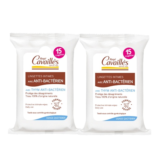 [RCAA16.LIQ015A] ROGÉ CAVAILLES Anti-Bactérien  - Lingettes intimes usage quotidien - Lot de 3