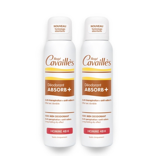 [RCAA15.DSH150A] ROGÉ CAVAILLES Absorb + - Déodorant spray Homme 48h - Lot de 2