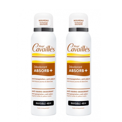 [RCAA15.DIN150A] ROGÉ CAVAILLES Absorb + - Déodorant spray invisible 48h - Lot de 2