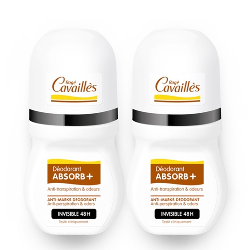 [RCAA15.DIN050A] ROGÉ CAVAILLES Absorb + - Déodorant roll-on invisible 48h - Lot de 2