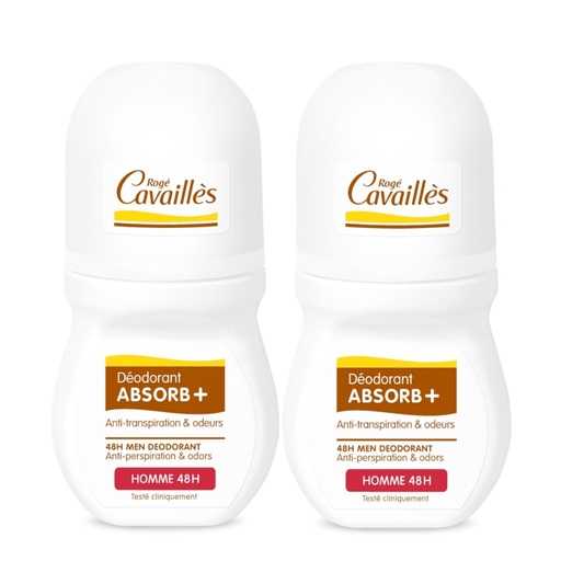 [RCAA15.DHO050A] ROGÉ CAVAILLES Absorb + - Déodorant roll-on Homme 48h - Lot de 2