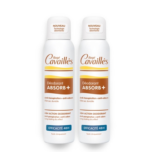 [RCAA15.DEF150A] ROGÉ CAVAILLES Absorb + - Déodorant spray efficacité 48h - Lot de 2