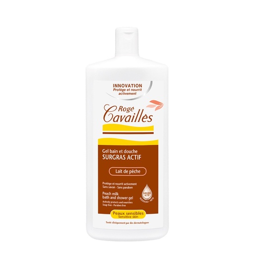 ROGÉ CAVAILLES Surgras Actif  - Gel bain et douche - Lait de pêche