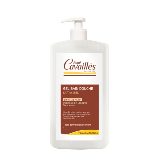 ROGÉ CAVAILLES Surgras Actif  - Gel bain et douche - Lait et miel